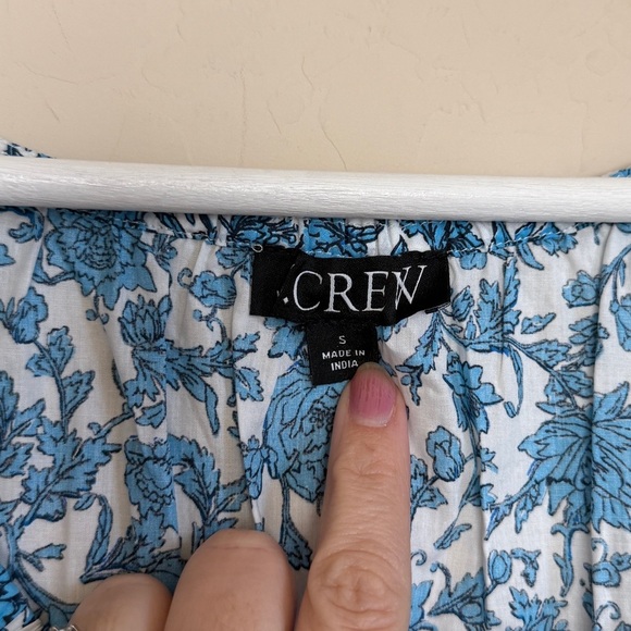 JCREW V Neck Puff Sleeve Midi Dress Blue Bloom Floral Print Prairie Cottagecore - Picture 7 of 13